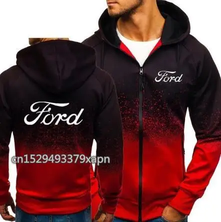 Толстовки с логотипом Ford на молнии Осень-зима пуловер из хлопка FORD 3D градиентный