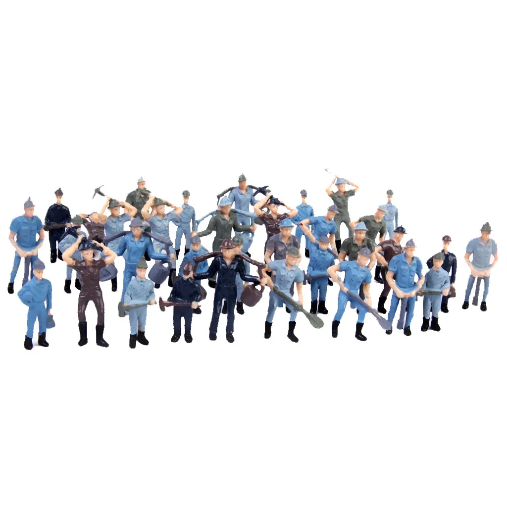 50pcs Railroad Track Workers Figure Set Railway Train Layout  Painted Mixed Model Train Railway People Figures 1:42 HO Scale