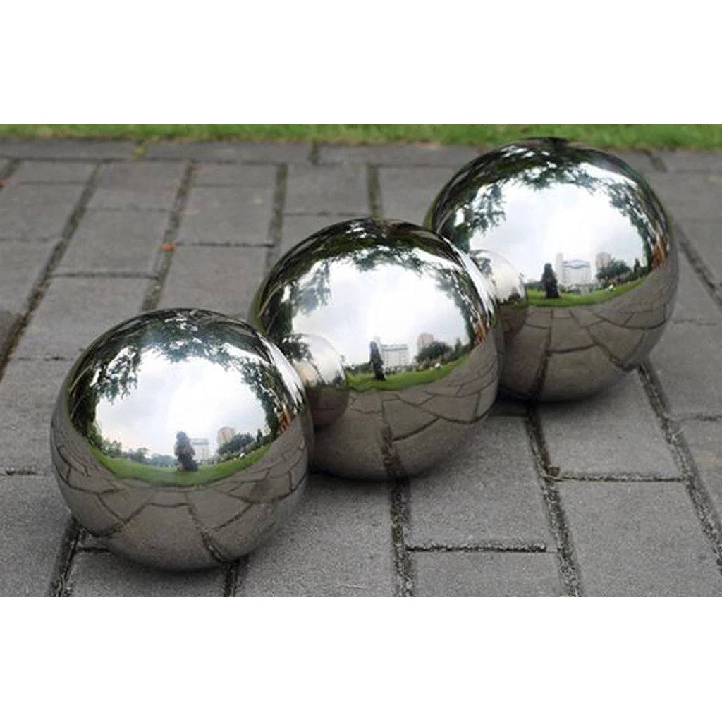 1pc Stainless Steel Mirror Polished Sphere Hollow Round Ball Home Garden Decor Shopping Mall Ornament