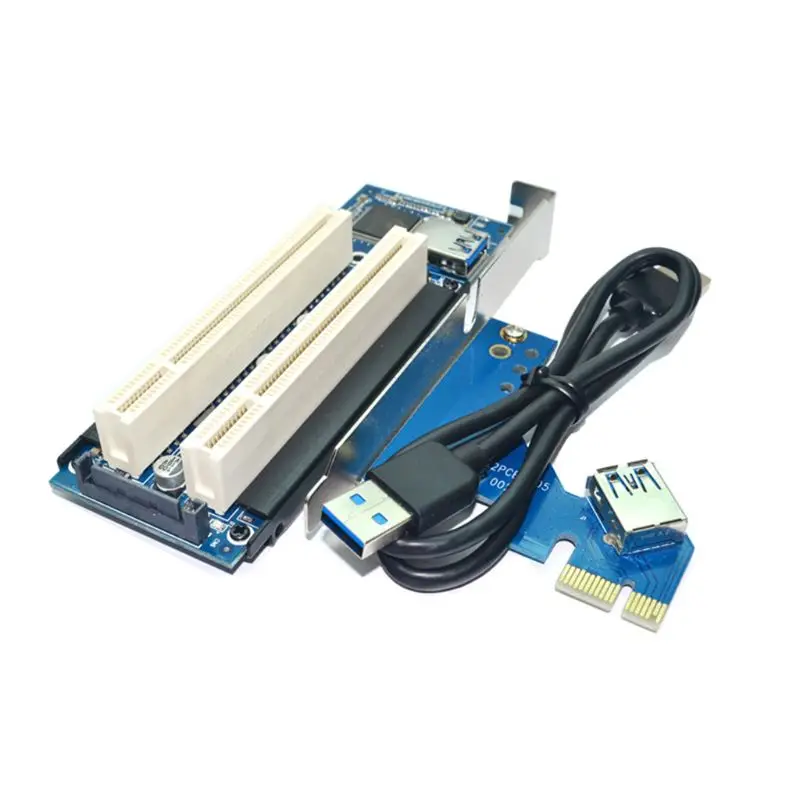 PCI E Express X1 to Dual PCI Riser Extend Adapter Card with Cable for WIN2000 XP 4
