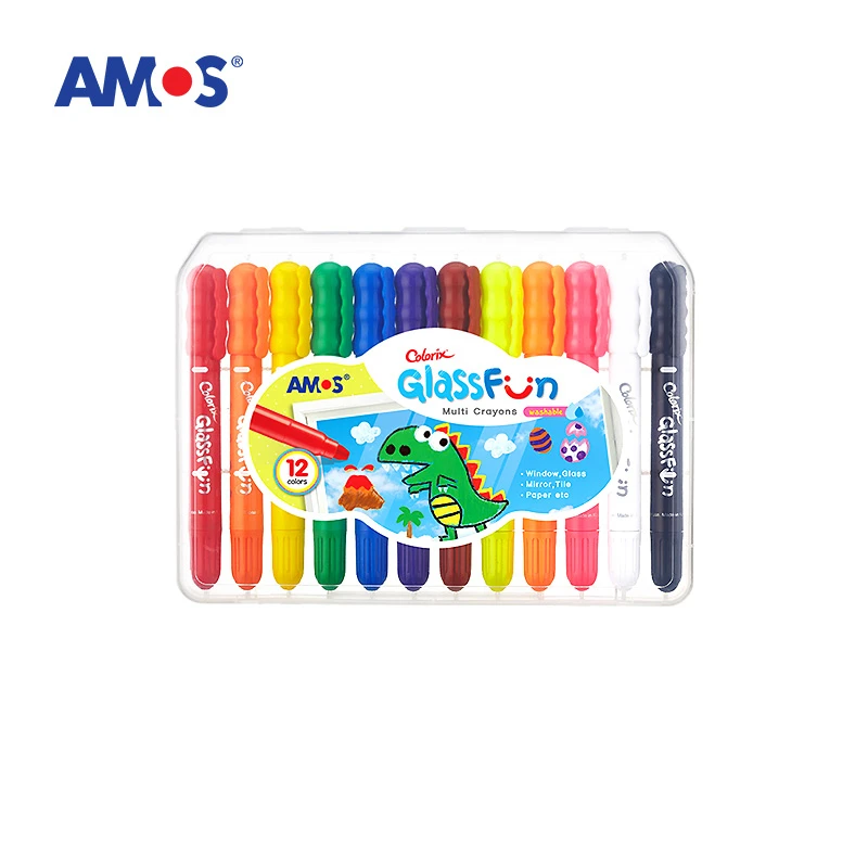 12 Colors Set AMOS GF6PC Fun Artboard стеклянный набор цветных мелков, легкий в очистке, безопасный и здоровый нетоксичный безвкусный моющийся яркие цвета - Цвет: 12 Colors Set