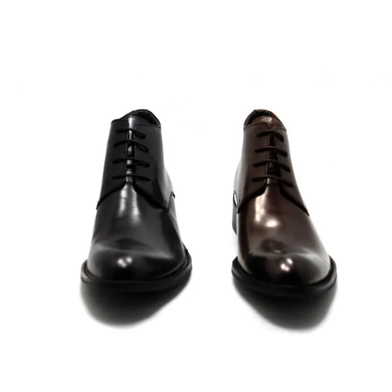 Sipriks Mens Genuine Leather Ankle Boots Dark Brown Lacing Shoes Real Rubber Boots Imported Black Boot Cool Cowboy English 44 45