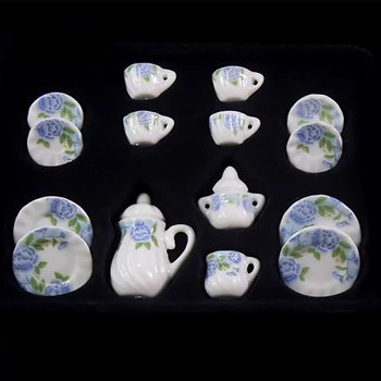 

1/12 Dollhouse Miniature Accessories Mini Ceramics Tea Set Simulation Kettle Plate Cup Model Toys for Doll House Decoration
