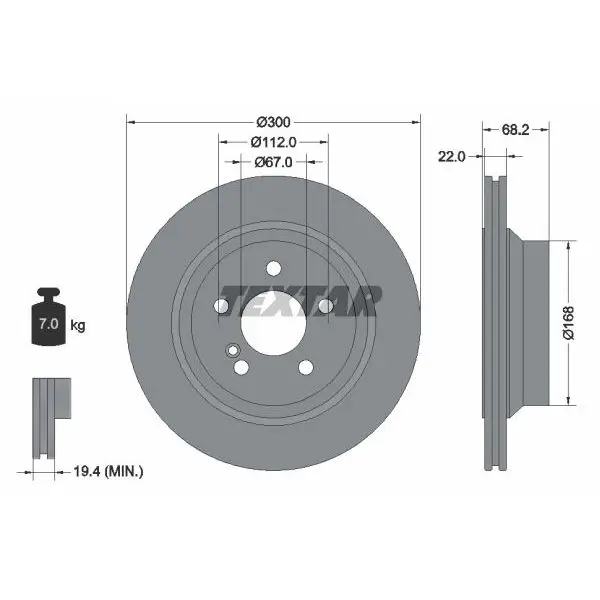 Диск тормозной задний MB W211 2.0-5.0 03 TEXTAR 92115505