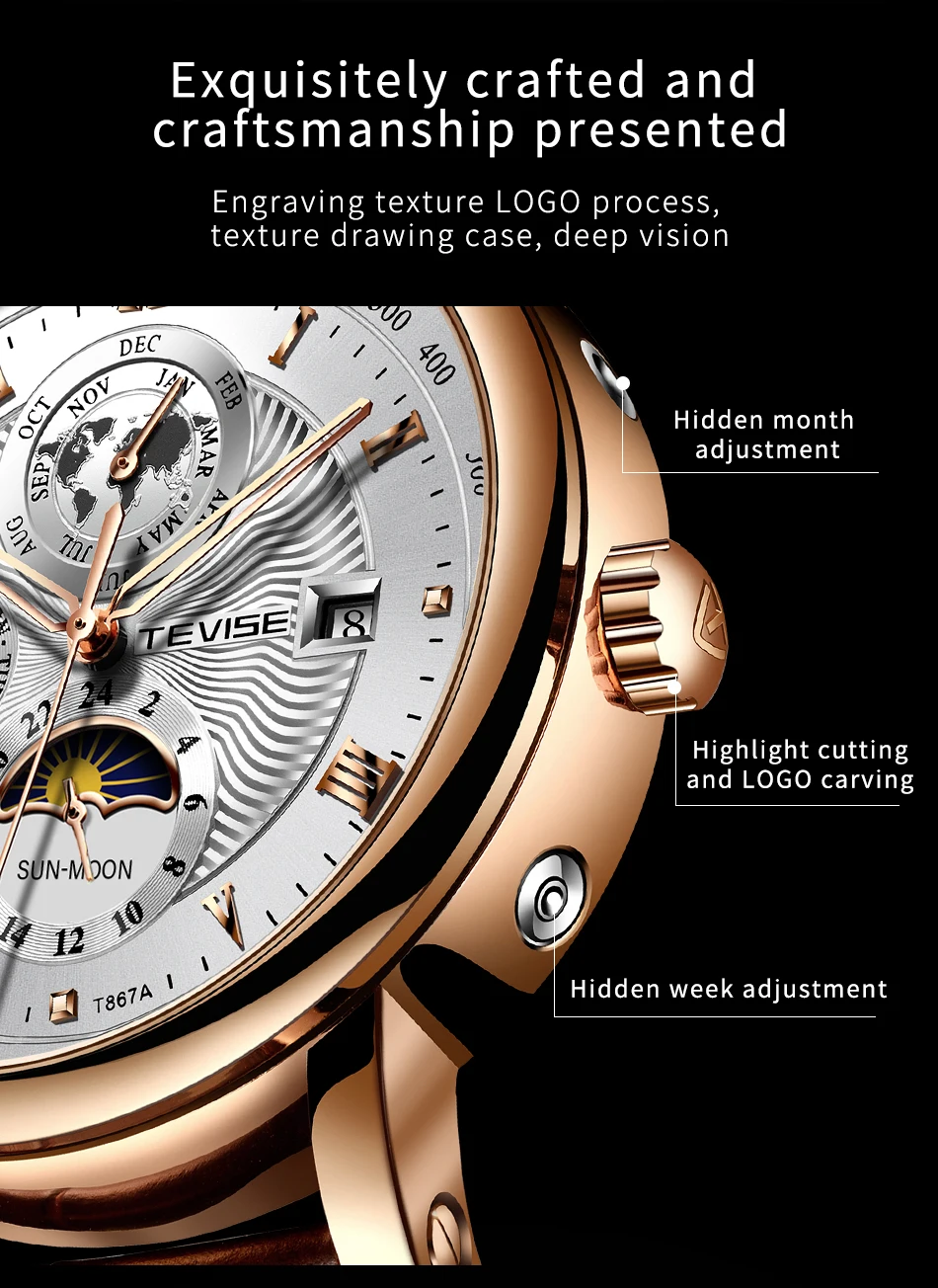 2021 New TEVISE WristWatch Men Business Automatic Mechanical Watch Fashion Luxury Tourbillon Sport Men Watches Relogio Masculino