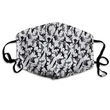

Unisex Print Mouth Mask - Detail Shark Seamless Artwork Polyester Anti-dust Mouth-Muffle - Fashion Washed Reusable Face Masks