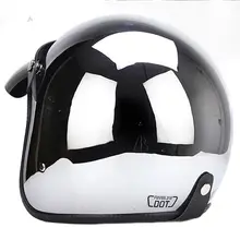 오픈 페이스 오토바이 헬멧, 빈티지 Kask 오토바이 헬멧, 크롬 실버 레트로 카스크 미러, 파일럿 제트 모토 3/4 하프 카스코