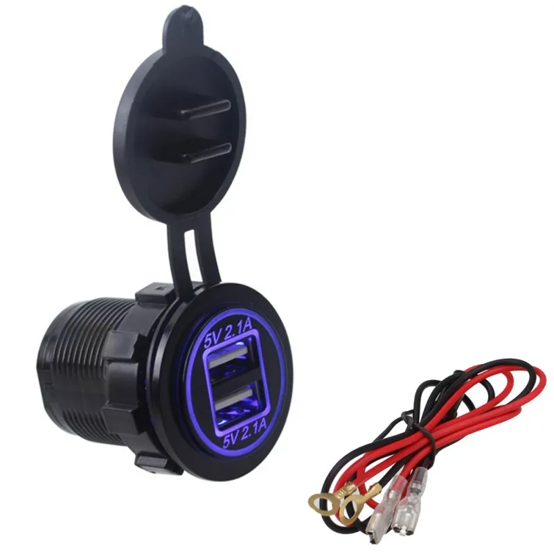 Автомобиль Мотоцикл Usb Зарядное устройство Водонепроницаемый Dual USB светодиодный диафрагмой мотоцикла ATV/лодки RV Модификация аксессуары 12 V-24 V