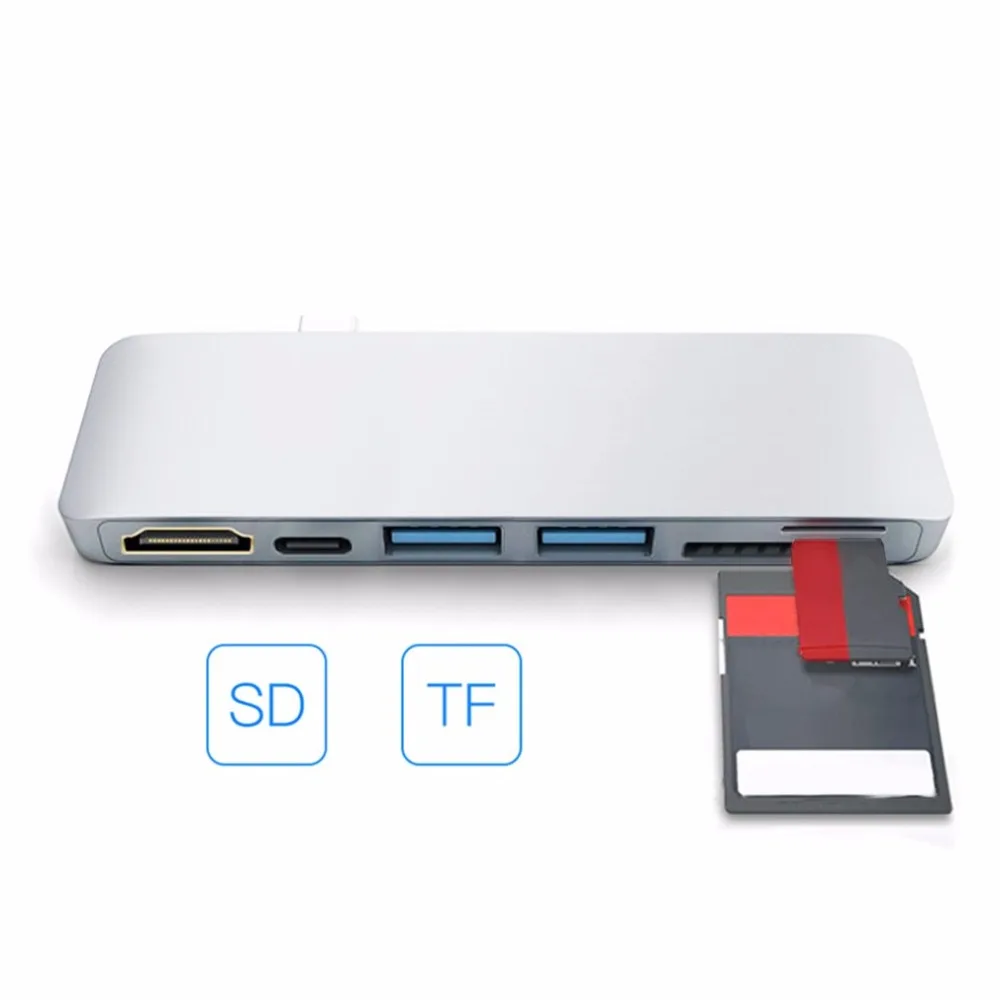 Высокопроизводительный ультратонкий портативный концентратор type-C к HDMI PD-power с безопасной цифровой/TF кард-ридер для ноутбука Macbook