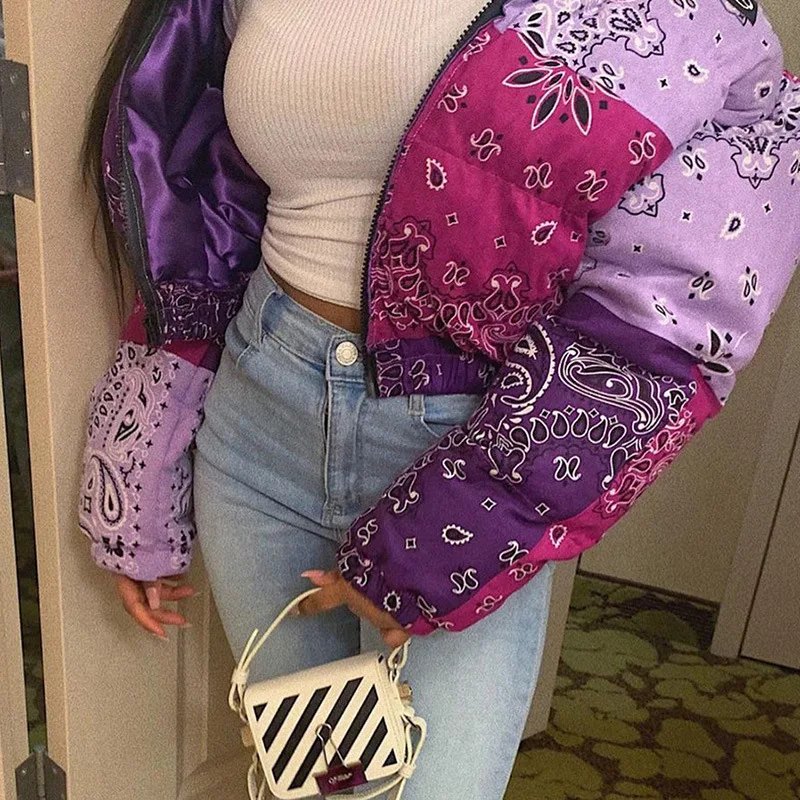 Women Winter Bandana Coat Paisley 