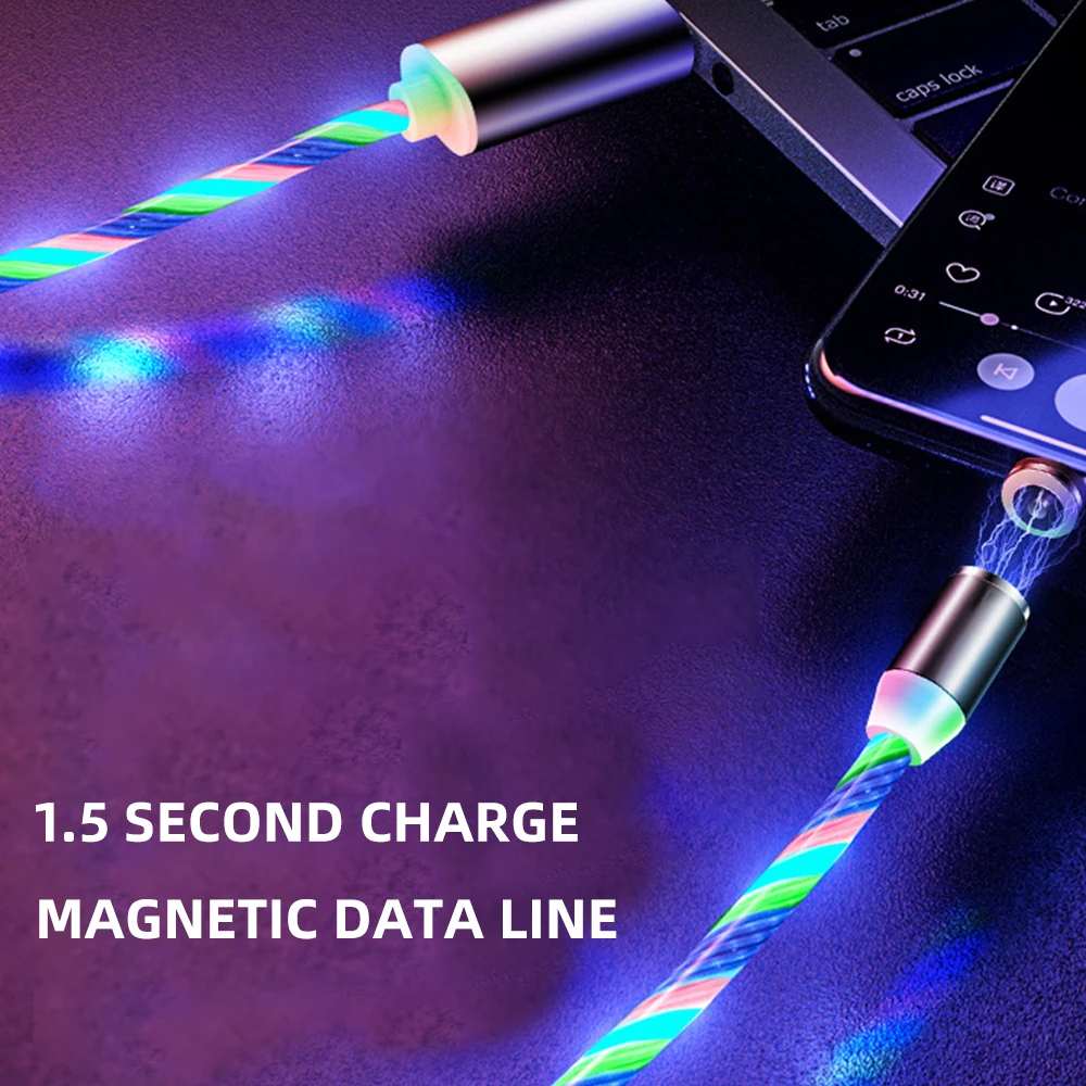 FDBRO зарядное устройство USB-C кабель для Xiaomi huawei samsung Магнитный 1 м светильник type C Micro USB светодиодный кабель передачи данных для быстрой зарядки