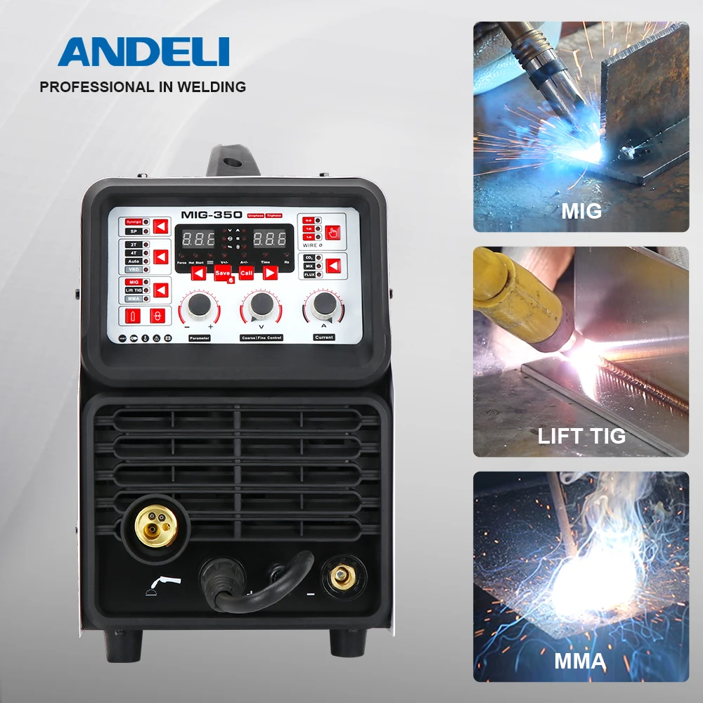 ANDELI MIG 350 Smart Synergic сварочный аппарат двойного напряжения Многофункциональный TIG MMA