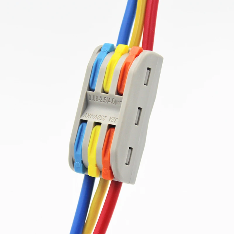 Цвет мини быстрый соединитель проводов(10-50 штук/партия), универсальный компактный соединитель проводки, вставной клеммный блок