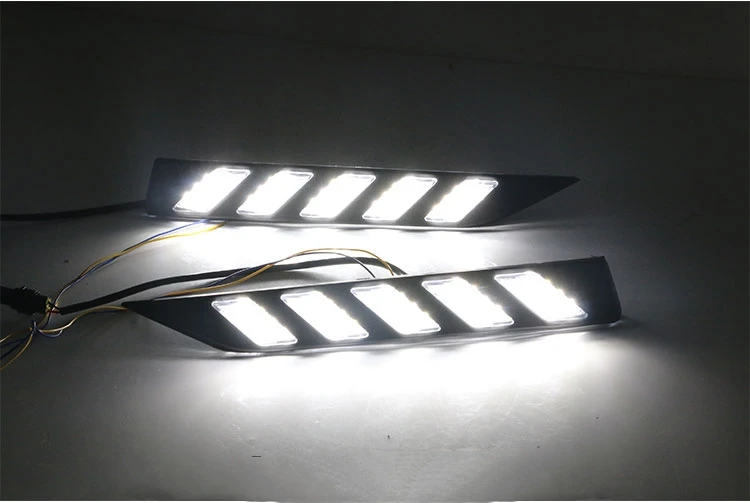 Qirun led drl дневные ходовые огни для Volkswagen Gran Santana с динамическим движущимся желтым поворотным сигналом и синим ночным светом