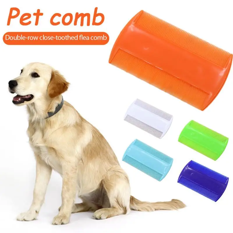 Peine de plástico de doble cara para mascotas, productos de belleza para limpieza de pulgas de doble fila, dientes densos, removedor de piojos, SUMINISTROS DE ASEO