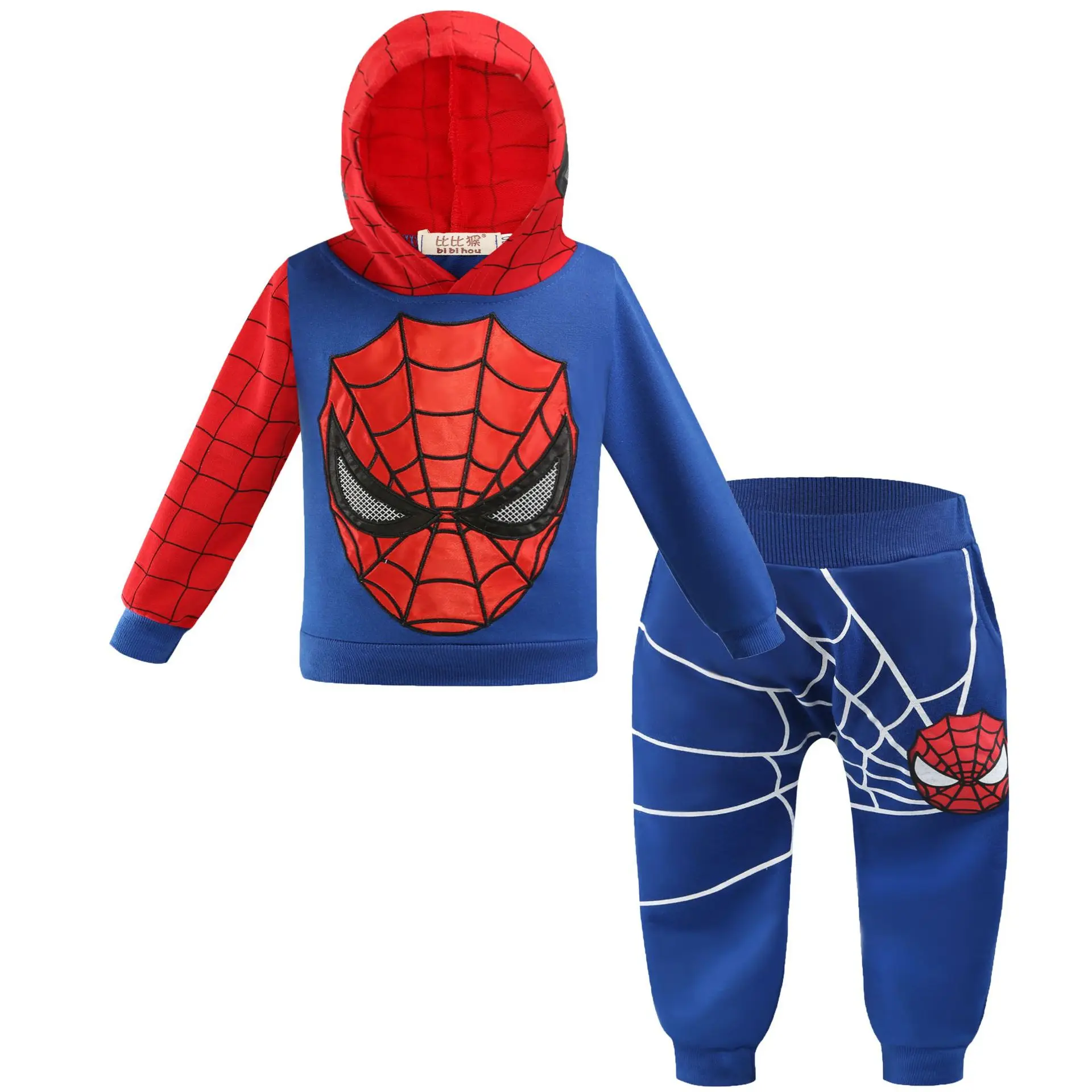 Комплекты одежды с человеком-пауком для маленьких мальчиков; спортивная одежда; костюм для мальчиков; Весенний костюм с человеком-пауком для костюмированной вечеринки; одежда для малышей; одежда для детей - Цвет: BF007A-BLUembroidery