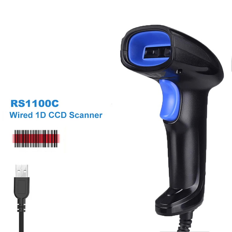 Handheld USB wired Bar Code Reader Plug and Play 1D CCD Barcode Scanner with screen scan for supermarket Restaurant Express paper scanner Scanners