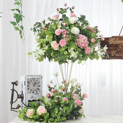 pink centerpiece Свадебные вечерние украшения для дома искусственные шелковые искусственные цветы аксессуары сценический стол центральный фон декор с цветами - Цвет: pink centerpiece