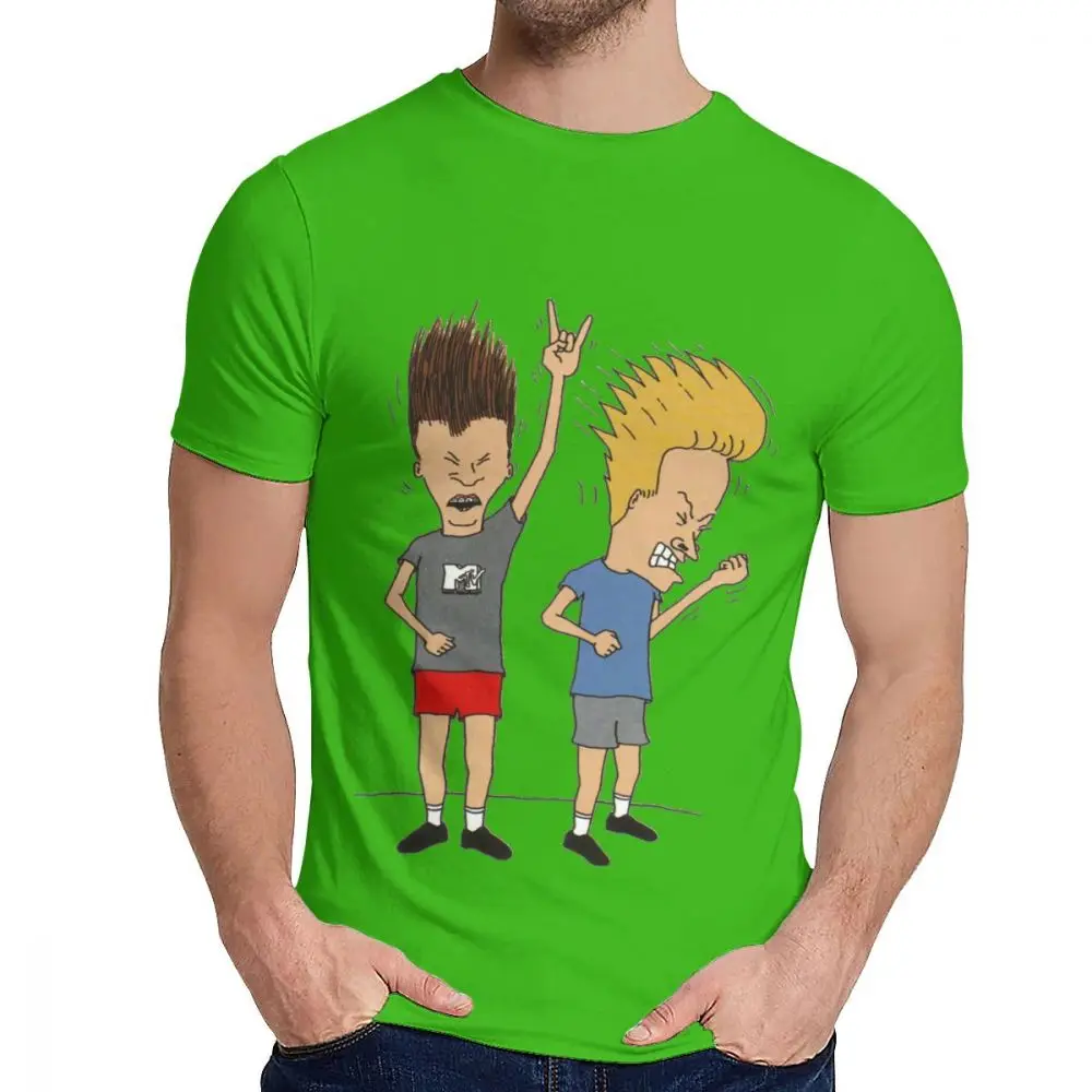 Мягкая Beavis Butthead Rock с коротким рукавом для мужчин; Новая модная футболка для отдыха с круглым вырезом - Цвет: Зеленый