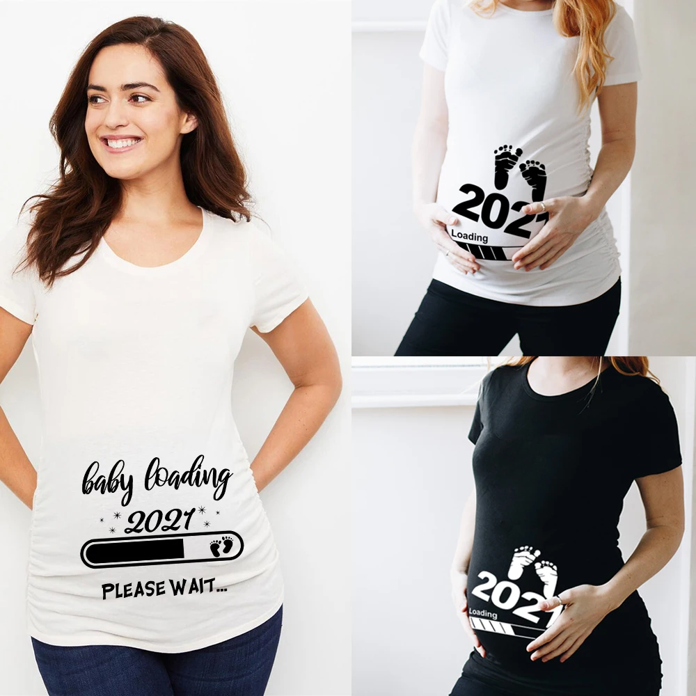 Футболка для беременных с принтом Baby Loading 2021 футболка коротким рукавом новинка
