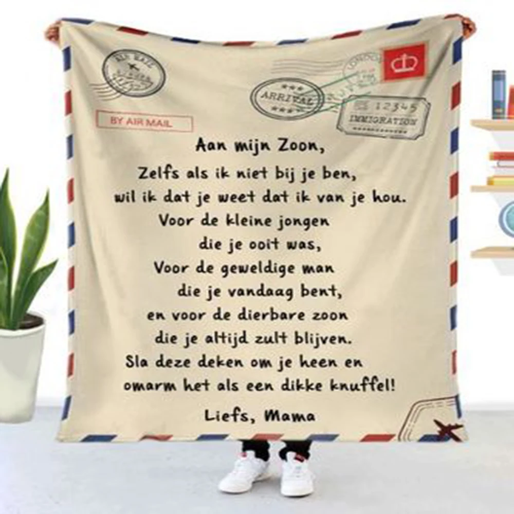 Flannel Throw Blanket Letter Printed Quilts Air Mail 3d Print Keep Warm Sofa Child Blanket Home Textiles Dreamlike Family Gift-4