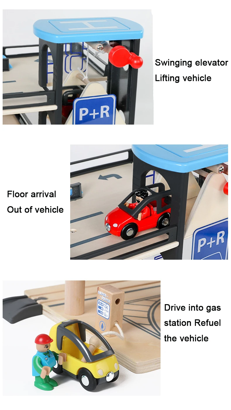 Children's Parking Lot Educational Toy Car Model Car 2 Boy 4 Girl 5 Track Glider Toys For Children Wooden Cars Wooden Railway