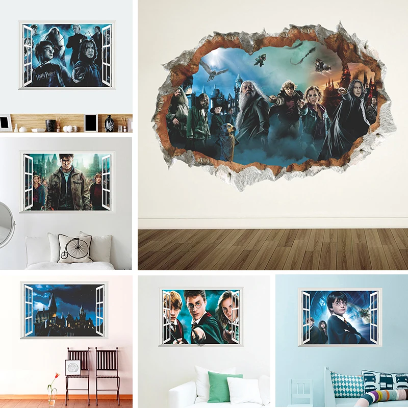 24style Harry Potter Accessories Wall Stickers HOGWARTS World School For Kids Room Boy Bedroom Accessories Home Decal Wallpaper
