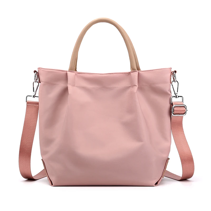 

High Quality Nylon Canvas Women's handbag Brief Waterproof Oxford Fabric Casual Big Shoulder Bag Handbag for Girls Pink Black To