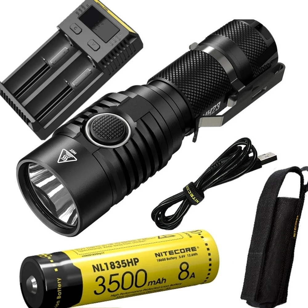 MH23 NL1835HP I2 NITECORE MH23 USB Перезаряжаемый светильник-Вспышка Комплект CREE XHP35 HD max 1800 люмен дальность луча 294 м фонарь с тактической ручкой светильник - Испускаемый цвет: MH23 NL1835HP I2