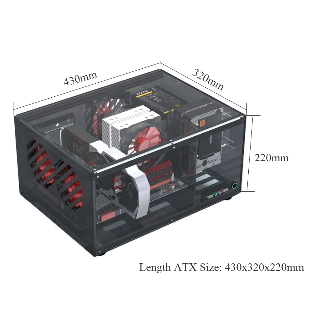 Длина ATX Настольный чехол с поддержкой материнской платы MATX ITX Max 12x10 5 дюймов