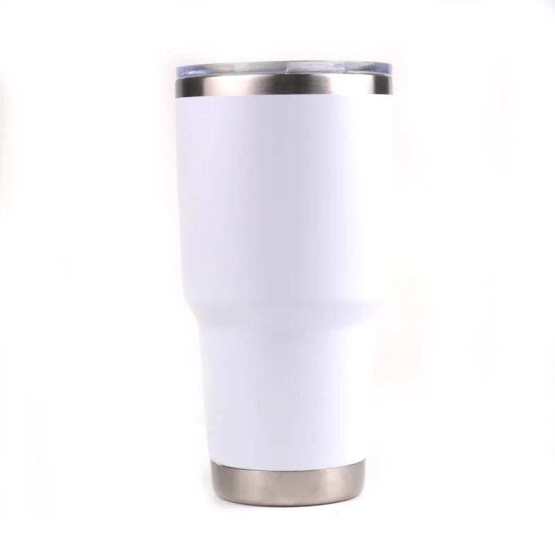 white Travel Mug 20 30 OZ Tumbler Stainless Steel Double Wall Vacuum Insulated Mugs 30oz Coffee Cup Outdoor Beer Water Tea Coffee Mugs - Цвет: white