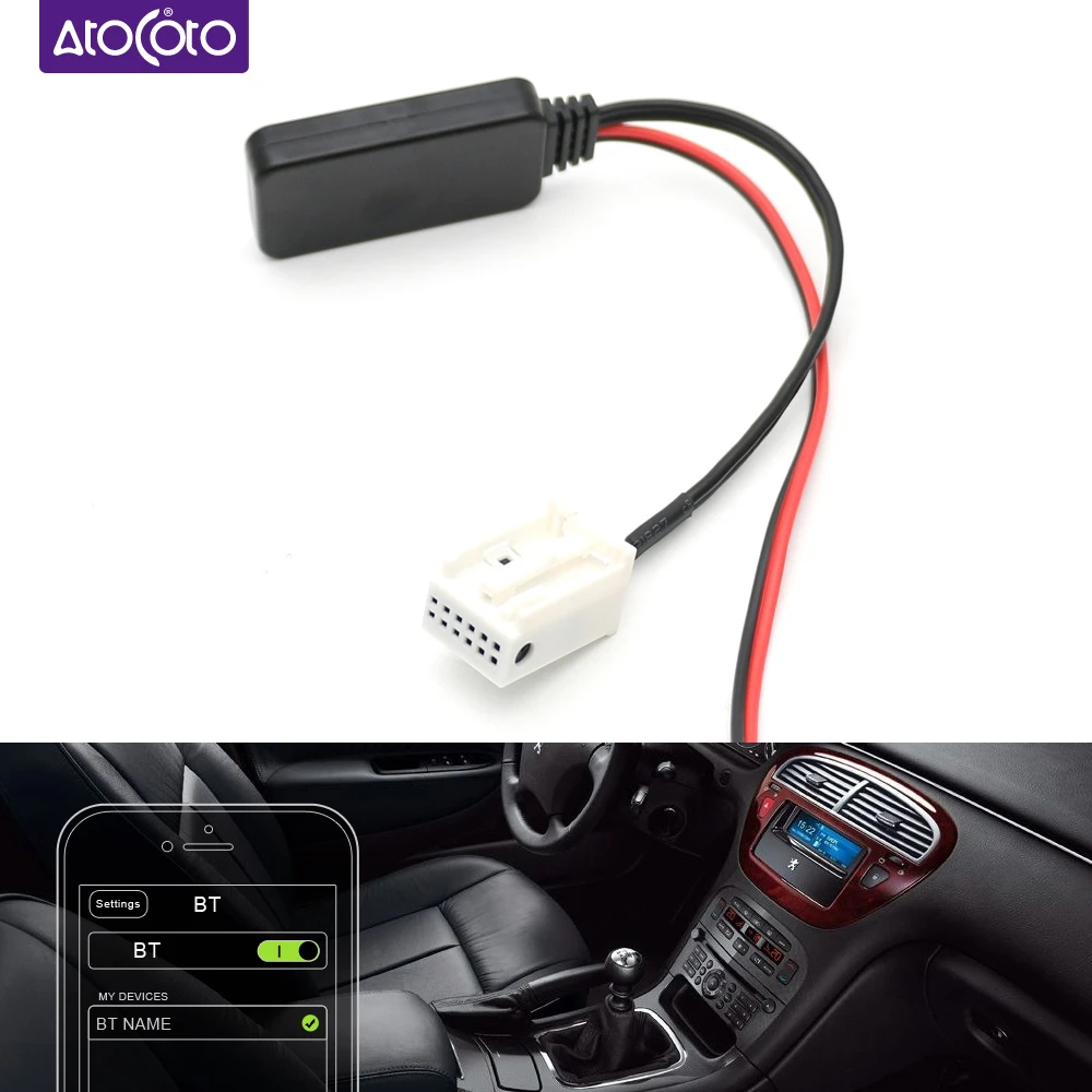 Car Bluetooth Compatible 5.0 12Pin Connector Aux Cable Adapter For Peugeot 207 308 Radio Stereo Audio Input For Citroen C3 C6|Cables, Adapters & Sockets| - Aliexpress