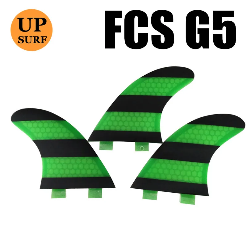 Fcs G3/G5/G7 fcs ailerons доска для серфинга tabla de surf barbatanas сотовая стекловолокно fcs плавники quilhas surf - Цвет: Green G5