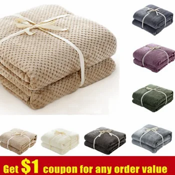 

CAMMITEVER Pineapple Check Flannel Throw Good Quality Home Textile Plaid Air Room Autumn/Winter Use Warm Soft Bedsheet