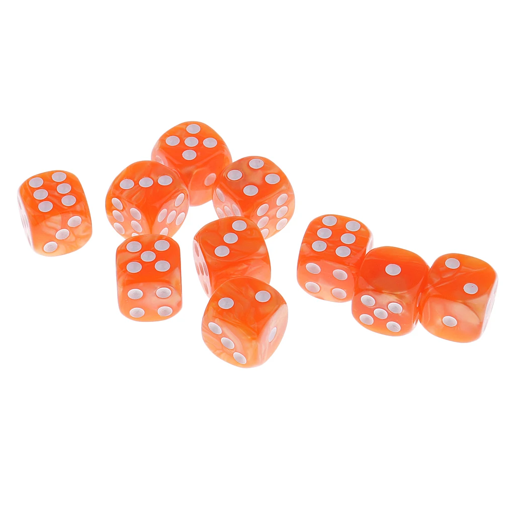 10pcs Plastic 6 Sided Spot Dice D6 Dices for Party Bar Table Board Game Accessory