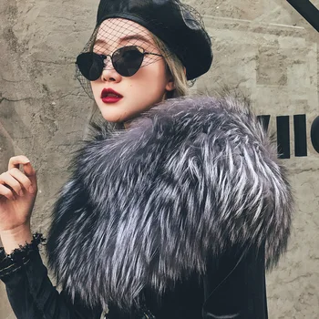 

Douyin same fox scarf exported to Europe and the United States fox fur silver fox elastic shoulder cover female multi-purpose