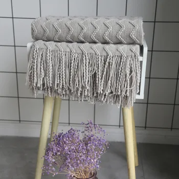 

Super Soft Artificial Cashmere Plaid Tassel Blankets Home Casual For Decoration Blanket Knitted Style Nordic Sofa Koc Cover Beds