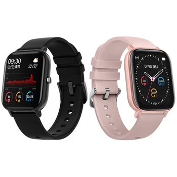 

2Pcs P8 Watch Sports Smart Watch Heart Rate Blood Pressure Monitoring 1.4 Inch Hd Sn Press-Sn - Pink & Black