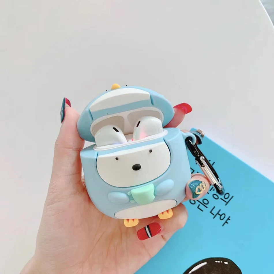 3D чехол для наушников с милыми мультяшками чехол для Airpods 2 чехол силиконовый Кот мышь чехол для Apple Air pods Earpods чехол аксессуары ремень сумка - Цвет: 744