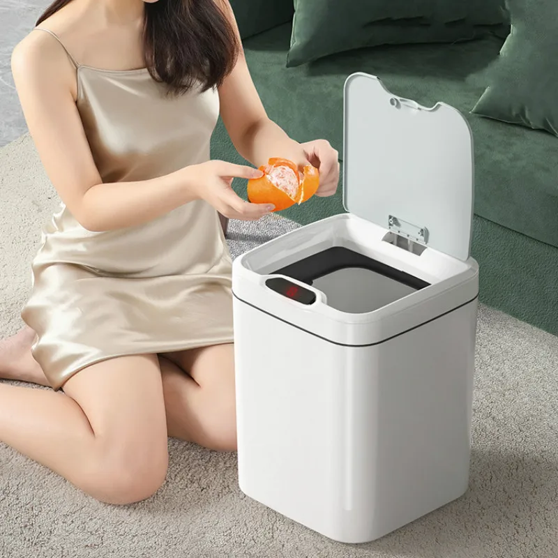 

Smart Inductive Ashbin with Lid Domestic Toilet Bathroom Living Room High-End Creative Simple Nordic Style Ins Bucket