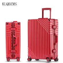 KLQDZMS 2" 24" 2" 29 дюймов Ретро алюминиевая рама для багажа, переноска на колесиках, чемодан на колесиках для мужчин и женщин