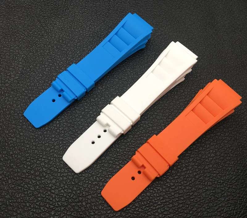 Top Brand quality Imported nature soft silicone rubber watchband watch band for mille strap for RM-011 strap for Richard 25mm