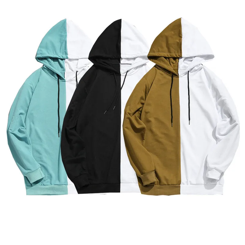 Adult Unisex Men Women Stitching Hoodie Cotton Hooded Jacket Jumper