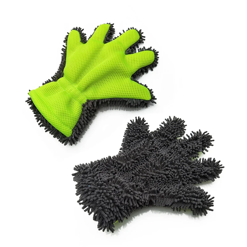 Five-finger Car Wash Gloves Velvet and Sandwich Mesh Multifunctional Gloves Use for Household Cleaning Car Cleaning,Car Washing