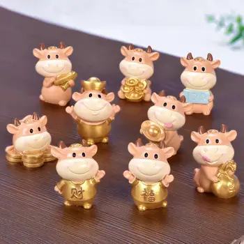 

Fortune New Year Golden Bull Ornaments Micro Landscape DIY Desktop Decor Car Accessories Fairy Garden Figurines Doll Home Decor