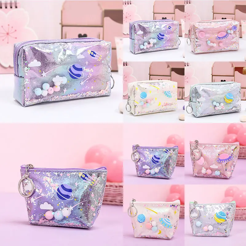 

Cute Pencil Case Laser Leather Pen Box Big Cosmetic Bag Makeup Bag Coin Purse Bag For Girls Gift School Supplies Pen Box