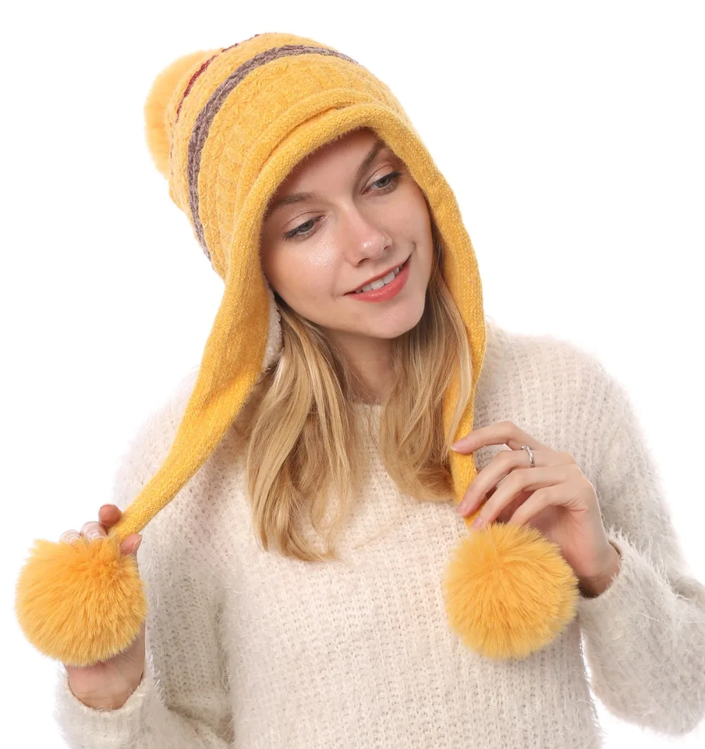 Зимние шапки для женщин, Шапка-бини Skullies Bonnets для девочек, зимняя однотонная Вязаная Шапка-бини с помпоном, теплая шапка invierno тюрбан