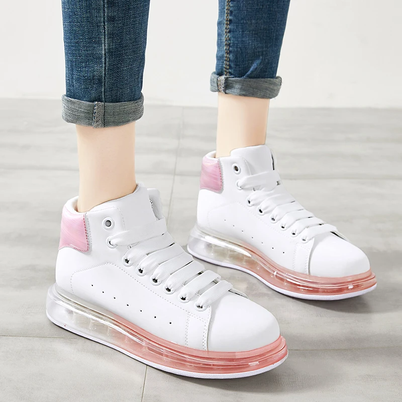 Fashion Pink Red Blue White Jelly Women Sneaker Casual Shoes High Upper Tenis Feminino Zapatos De Mujer Size 35-40 B992