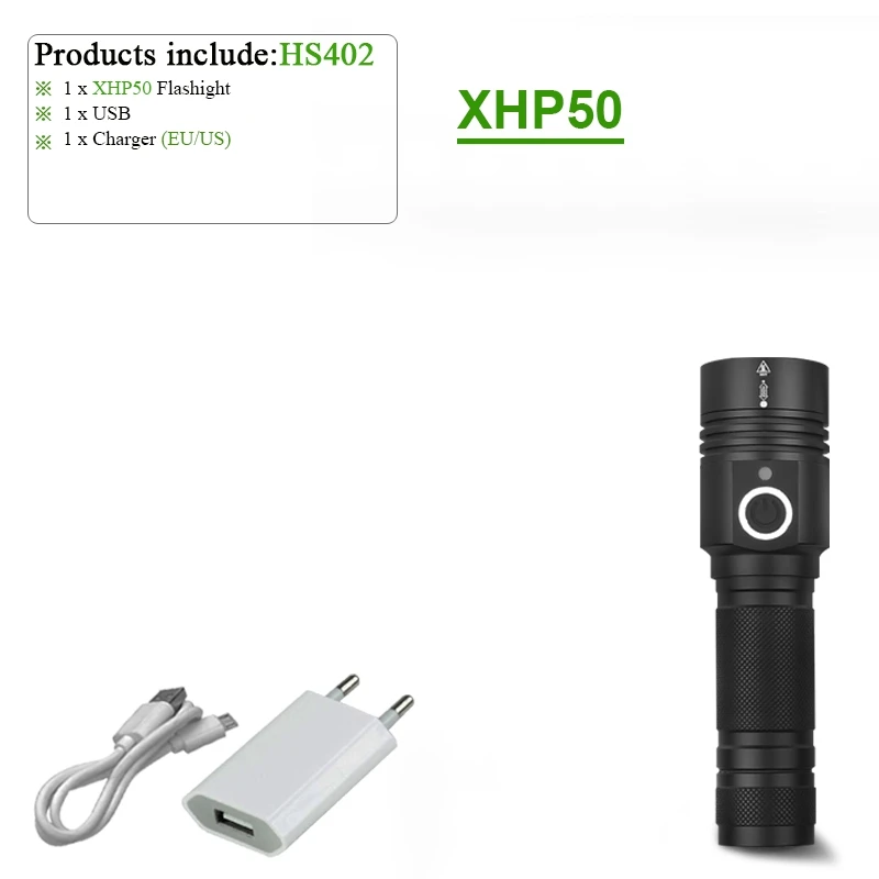 IHS402H XHP70 светодиодный мощный охотничий фонарь тактический фонарь XHP90 XHP50 USB 18650 или 26650 перезаряжаемый водонепроницаемый ручной фонарь с зумом - Испускаемый цвет: IHS402H