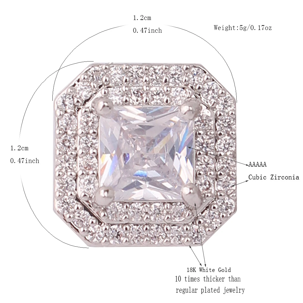 GRACE JUN AAA Cubic Zircon Material Square Clip on Earrings No Pierced for Women Hypo-Allergenic Ear Clip Earrings ear clip clip earrings ear clip earrings